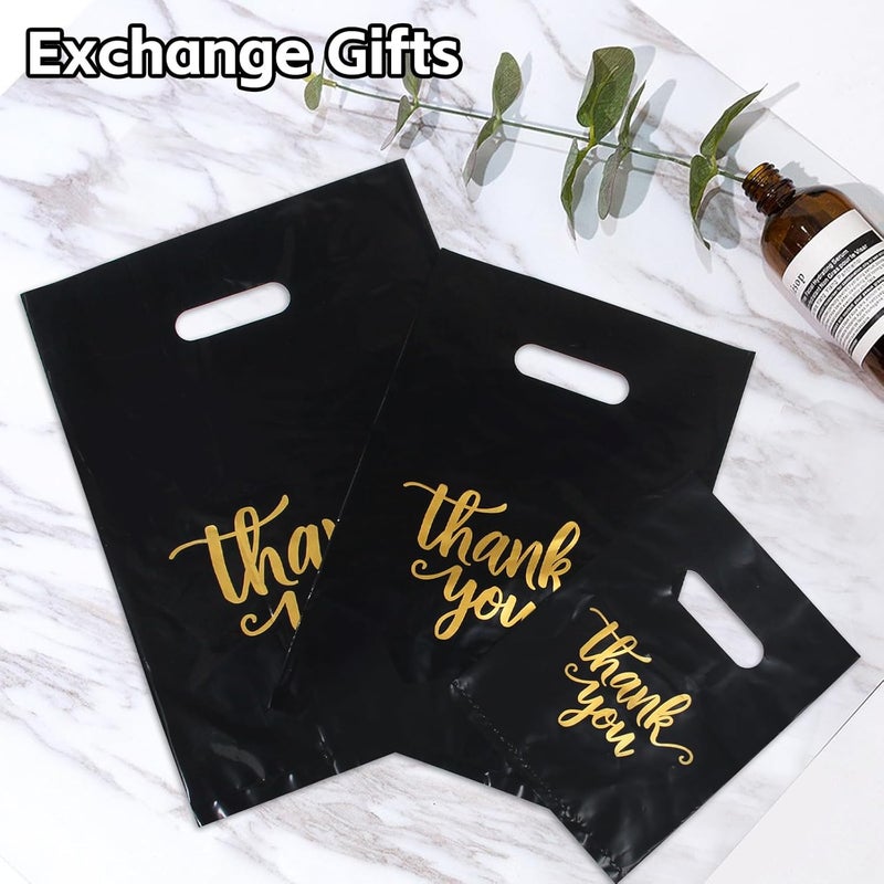 Heran 200PCS Thank You Bags with Handle Black Sale Bag for Small Business Clothes Boutique Gift, 3 Sizes Plastic Retail Grocery Shopping Bags, Reusable Goodie Bag Bulk for Store Party Favor Purchase - Image 4
